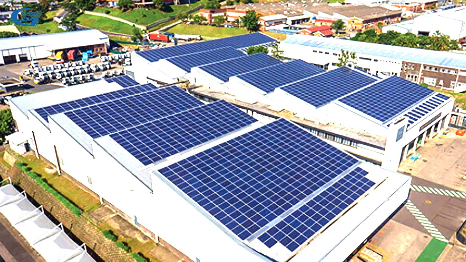 Solar electricity in factories and industrial parks.