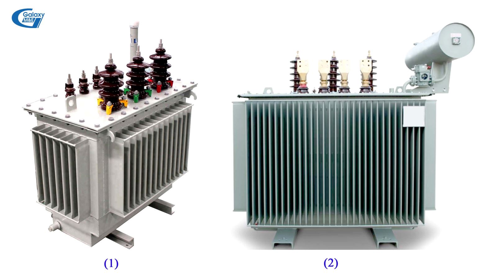 Máy biến áp kiểu kín (1) và máy biến áp kiểu hở (2).